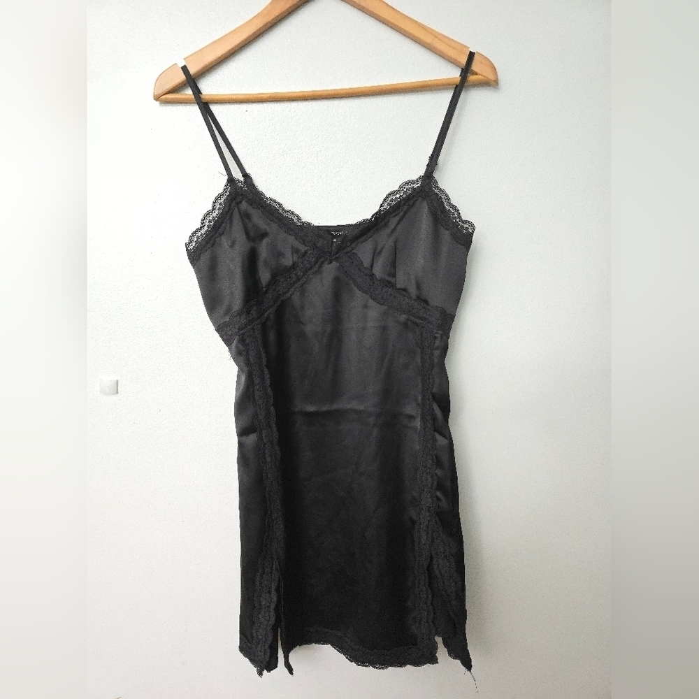 Forever 21 Lace Babydoll Slip Dress Lingerie Black Coquette Sz M